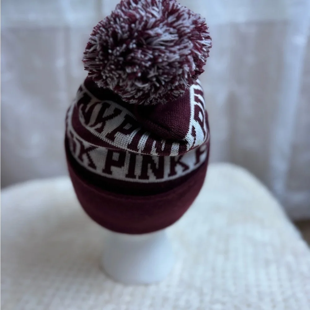 Secret PINK Knit Cap with Pom, OSFM, Adult